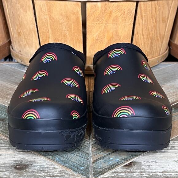 Hunter PLAY Logo Rainbow All Over Print Slip-On Mules Clogs Womens Size 10 - Picture 4 of 11